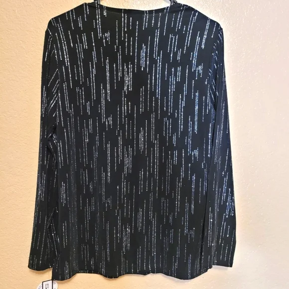 Notations Women Sequin Black Blouse Size S - Picture 2 of 7